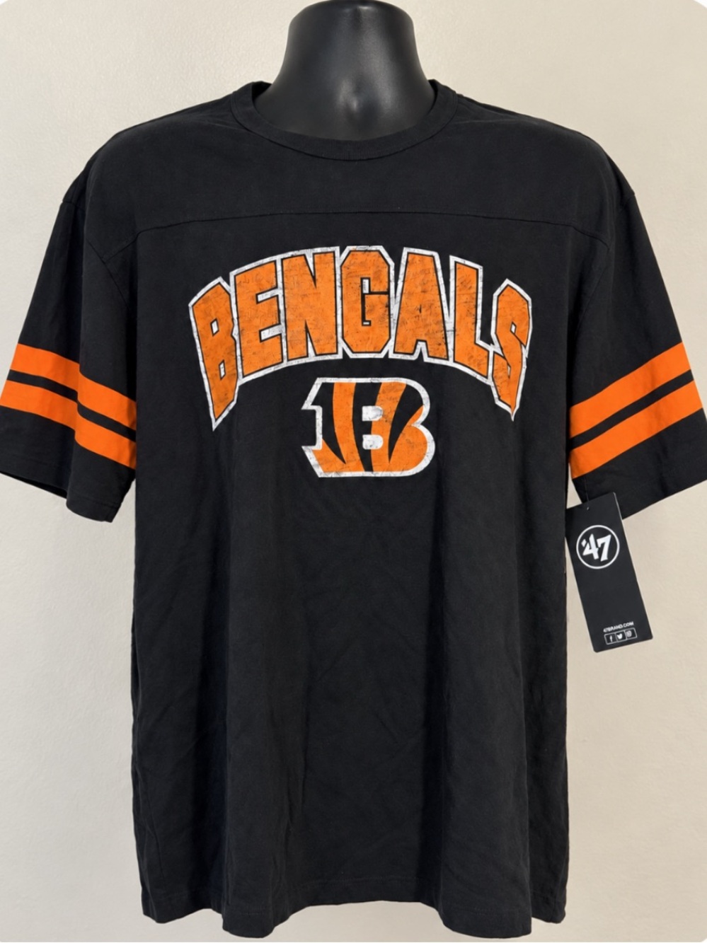 NFL ‘47 Blk/Orange Bengals Vintage Style Tee-Small. NWT (MSRP $ 55) 💯% Cotton